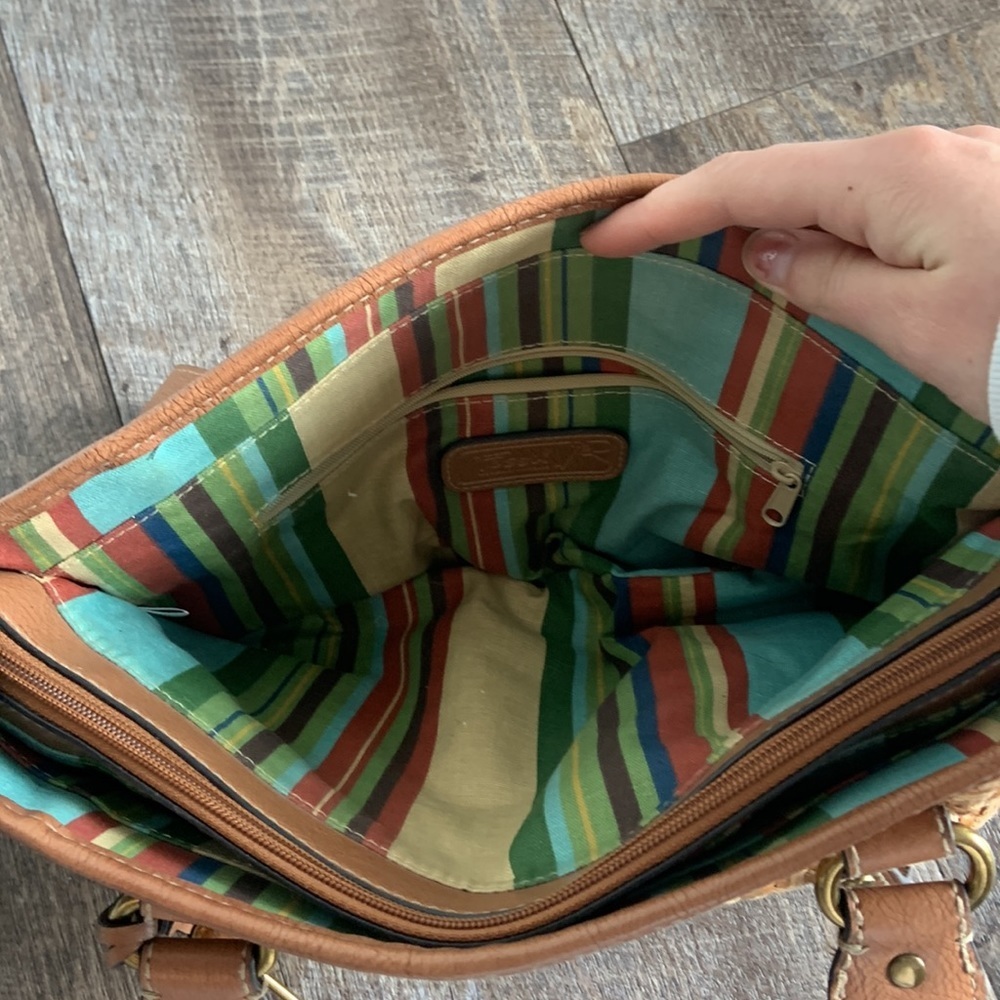 Fossil Vintage Tan Basket Woven Leather Shoulder Bag - Picture 12 of 14